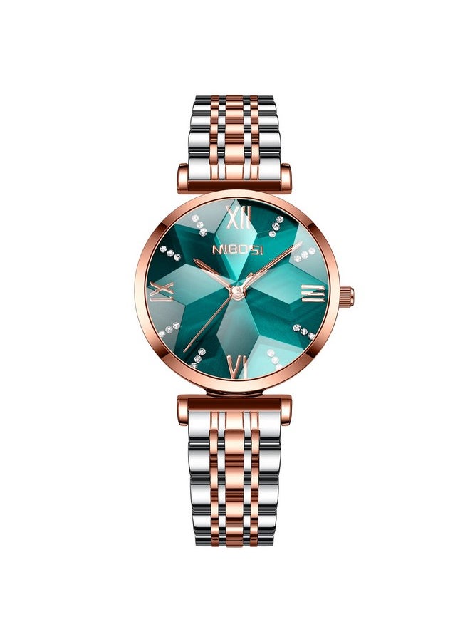 NIBOSI - NIBOSI Women Stainless Steel Watches Analog Rose Gold Band and Square Dial Women's Watch for Girls&Miss&Ladies Diamond Studded with Stylish Watches Waterproof - Image 1