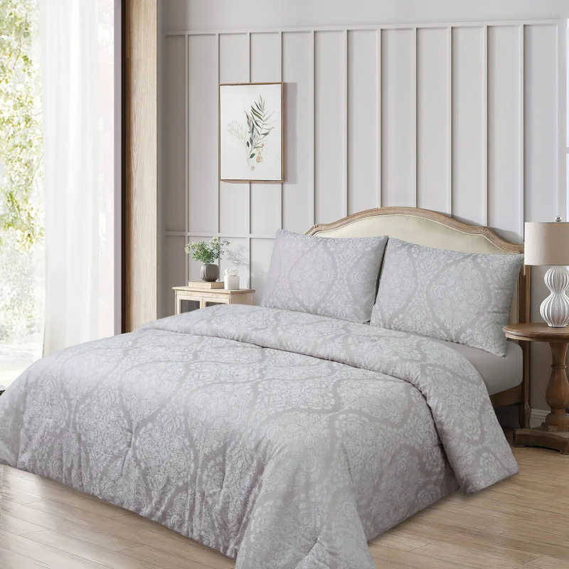 DWELL CYNTHIA JACQUARD 4PC DUVET COVER SET - GREY