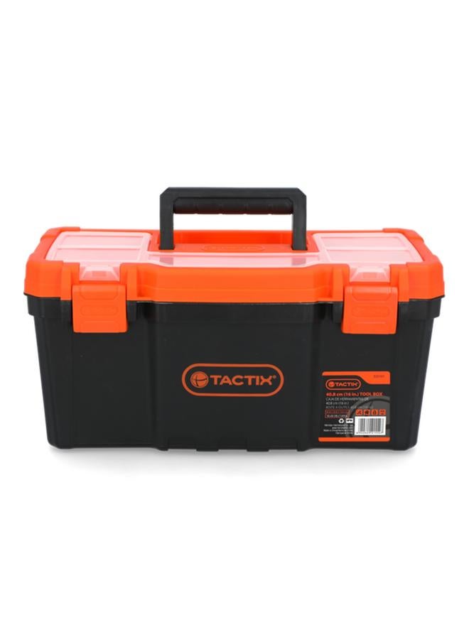 Tactix 40.8cm Plastic Tool Box Orange and Black - Image 1