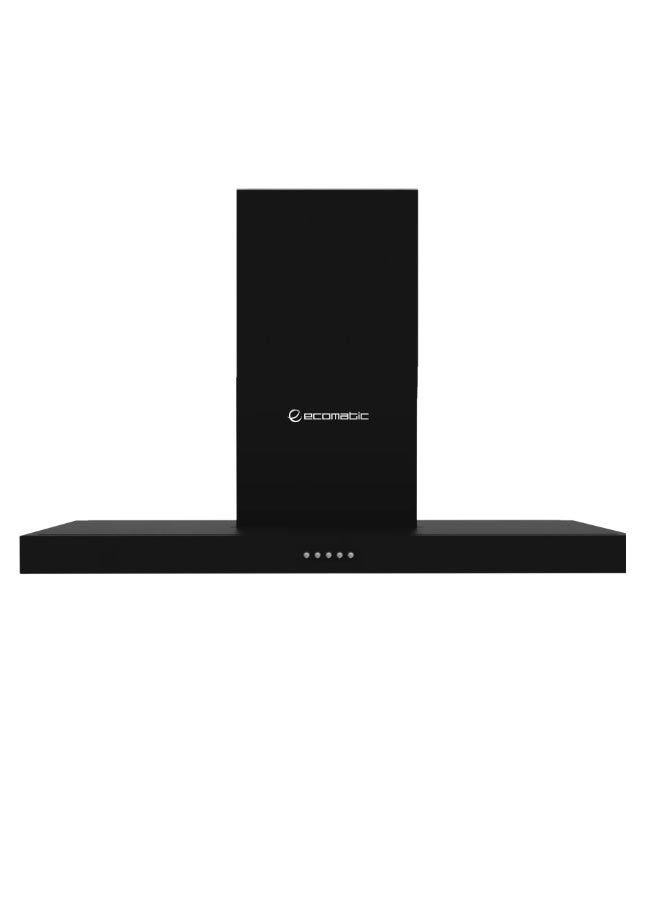 Ecomatic Kitchen Hood 90 cm Black T Shape H910TBKB – 3 Speeds – 1000 m³/h Suction Power – Metal Filters – Carbon Filters – LED Lighting – Internal & External Exhaust - Image 1