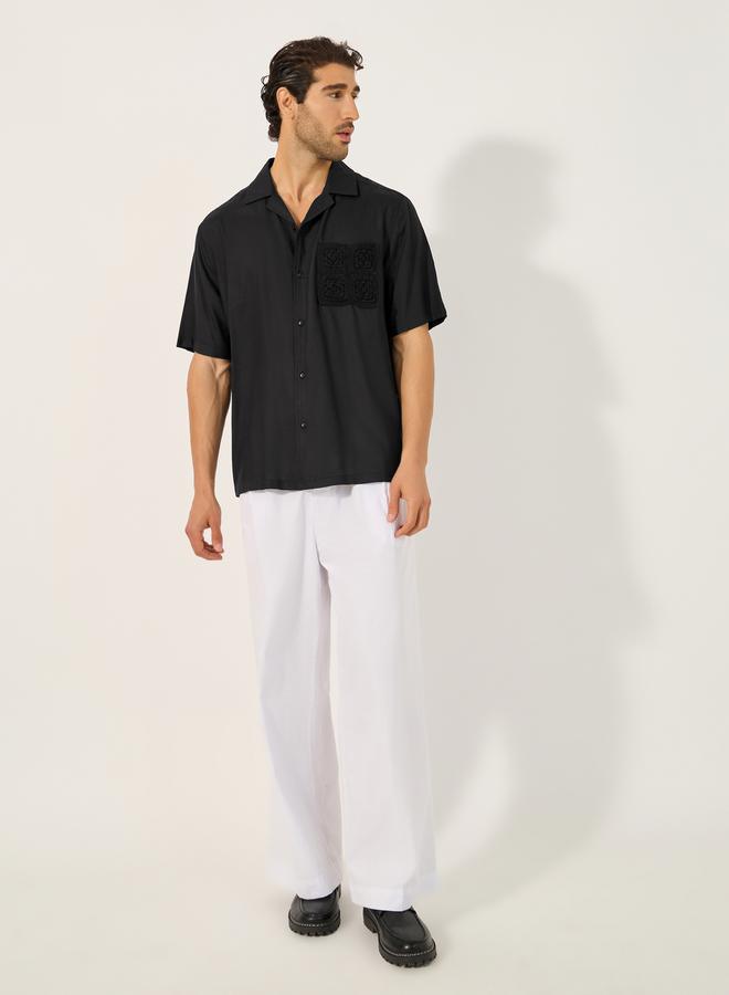 Styli MEN RELAXED FIT RESORT COLLAR SHIRT WITH CROCHET POCKET  - Image 2