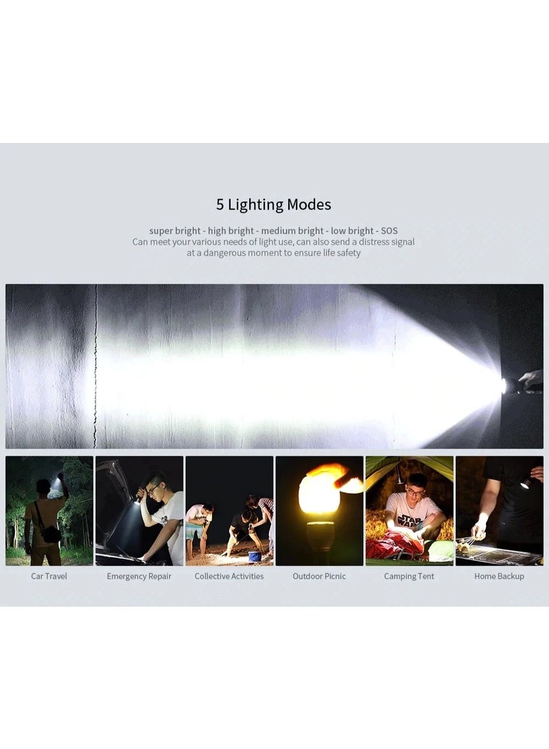 نكستول مصباح يدوي Nextool Mi Youpin Torchlight، مقاوم للماء بمعيار IPX7، مزود بمنفذ شحن Type-C، سطوع يصل إلى 2000 لومن ومدى إضاءة حتى 380 متر، يستخدم LED من نوع XHP50.2، مثالي للتخييم (طرازات NE0126 وNE0134). - Image 5