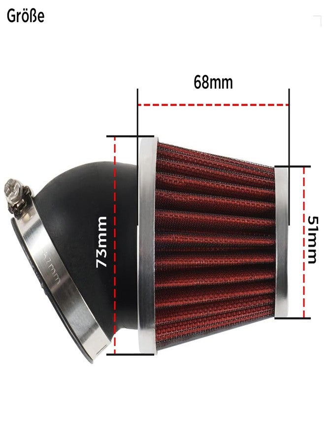 Evermotor Universal 45 Degree Bend Double Layer Steel Filter Air Filter 37 mm 38 mm 39 mm for Motorcycle Scooter ATV Moped Red - Image 5