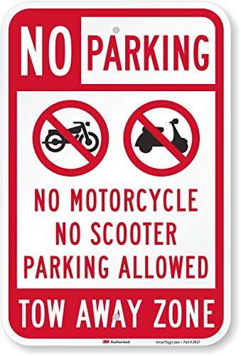 SmartSign "No Parking - No Motorcycle, Scooter, Tow Away Zone" Sign | 12" x 18" 3M High Intensity Grade Reflective Aluminum - Image 5