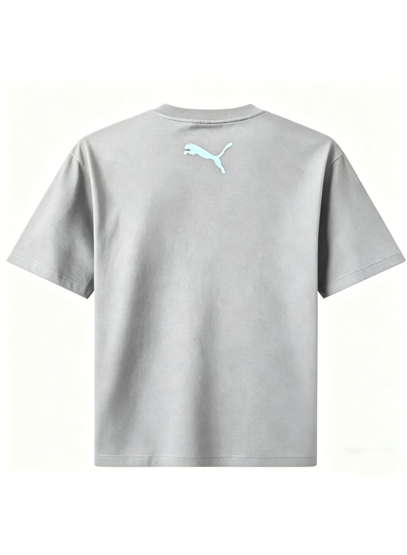 Puma "All in Good Time" 3D Cartoon Character Cotton Light Grey T-Shirt-XXXXL - Image 4