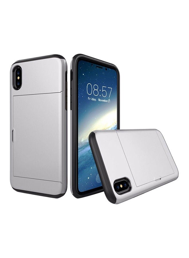 NIBEMINENT Thin Credit Card Holder Wallet Slim Slide Phone Case Cover For iPhone Xs Max Silver 