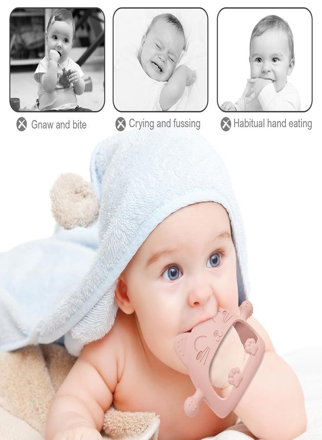 Onomie Baby Teething Toys for Babies 0-6 Months-Baby Teether,Anti-Drop Silicone Mitten Teething Toy for Soothing Sore Gums,Teething Pacifier,Baby Toys 6 to 12 Months-Ideal Travel Essentials for (Pink, Cat) - Image 3