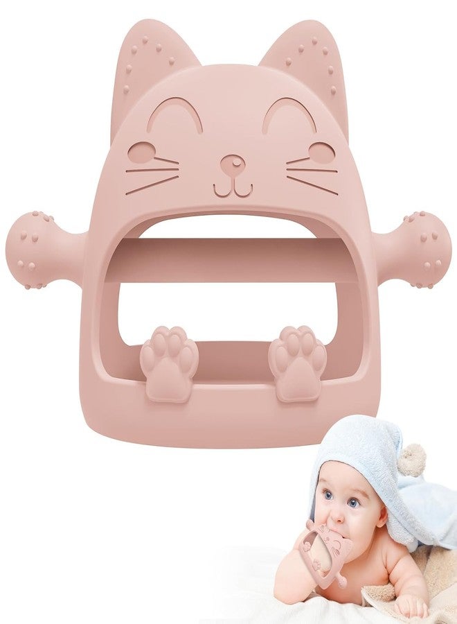 Onomie Baby Teething Toys for Babies 0-6 Months-Baby Teether,Anti-Drop Silicone Mitten Teething Toy for Soothing Sore Gums,Teething Pacifier,Baby Toys 6 to 12 Months-Ideal Travel Essentials for (Pink, Cat) - Image 1