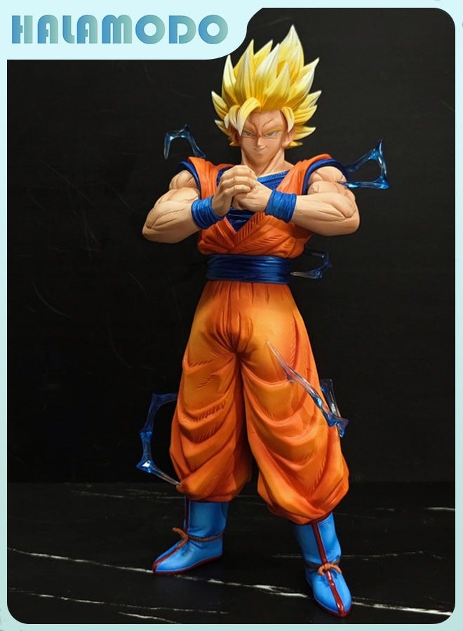 HALAMODO Dragon Ball, Majin Factory Super Saiyan 2 Goku Statue - Ultra-Detailed Anime Collectible with Electric Ki Effects, Ideal for Display 30cm  - Image 1