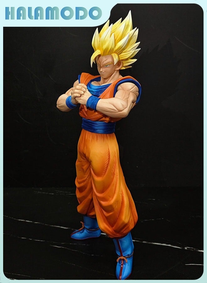 HALAMODO Dragon Ball, Majin Factory Super Saiyan 2 Goku Statue - Ultra-Detailed Anime Collectible with Electric Ki Effects, Ideal for Display 30cm  - Image 2