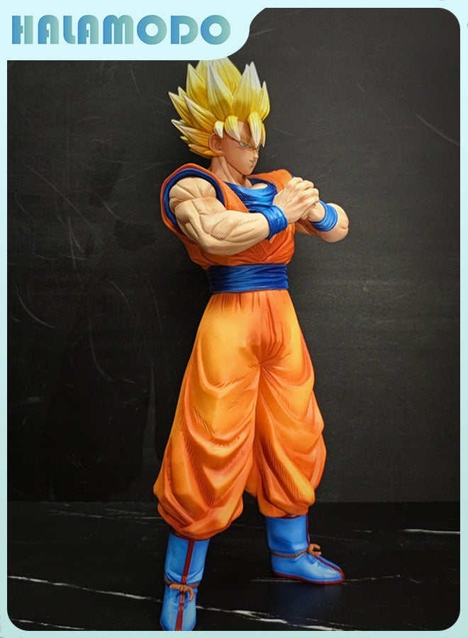HALAMODO Dragon Ball, Majin Factory Super Saiyan 2 Goku Statue - Ultra-Detailed Anime Collectible with Electric Ki Effects, Ideal for Display 30cm  - Image 3