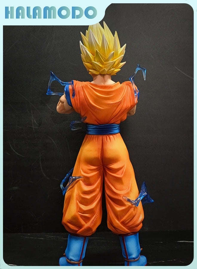 HALAMODO Dragon Ball, Majin Factory Super Saiyan 2 Goku Statue - Ultra-Detailed Anime Collectible with Electric Ki Effects, Ideal for Display 30cm  - Image 4