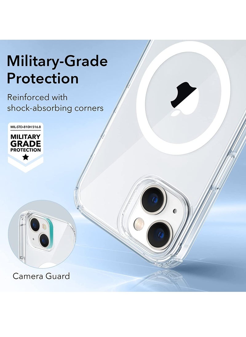 ELTRAZONE - MagSafe, Krystec Clear Magnetic Phone Case [Ultra-Yellowing Resistant], Shockproof Military-Grade Protection, HaloLock Cover for iPhone 14 Plus, Clear - Image 1
