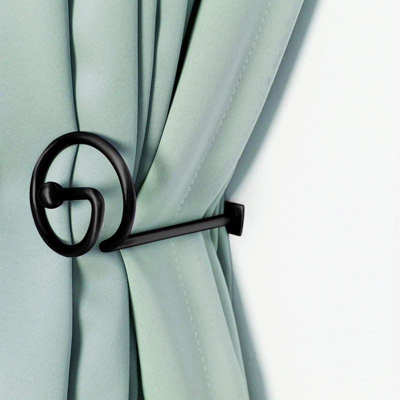 Elifel أقواس ستائر سوداء مجموعة من 2 صغيرة للستائر الخارجية خطاف حائط لتثبيت الستائر