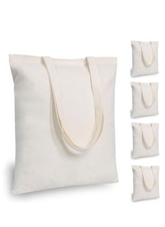 5 Pack Economical Cotton Tote Bag Lightweight Medium Reusable Grocery Shopping Cloth Bags Suitable for DIY Advertising Promotion Gift Activity