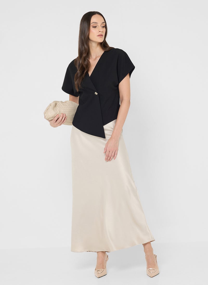 VERO MODA Satin Bias Detail Skirt - Image 1