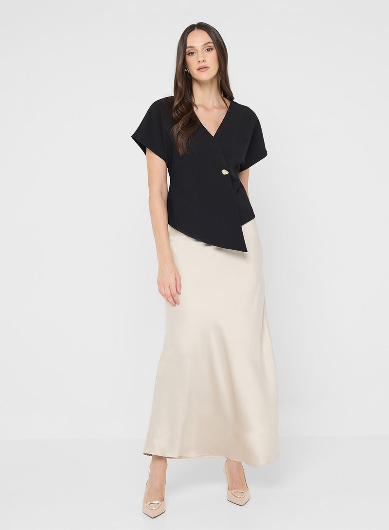 VERO MODA Satin Bias Detail Skirt - Image 4