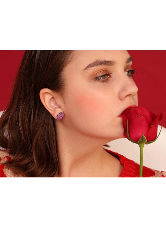 NIBEMINENT S925 Silver Needle Personality Fashion Kiss Letter Red Lip Simple Asymmetrical Stud Earrings - Image 4