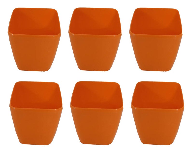 CAPPL 5.5 Inch Plastic Square Planters (Pack of 6) (Orange) - Image 1