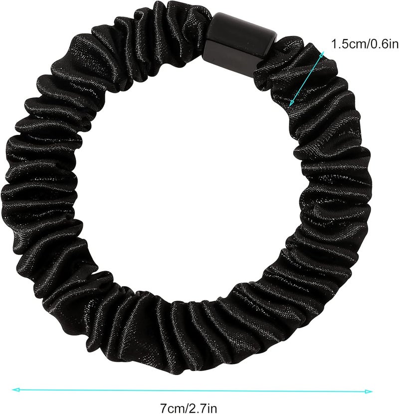 ايفيو أربطة شعر من الحرير بلون الساتان الأسود للنساء - أربطة شعر صغيرة ومريحة للشعر الكثيف، بتصميم لطيف وناعم، لا تسبب ضررًا للشعر، هدية مناسبة للفتيات. - Image 3