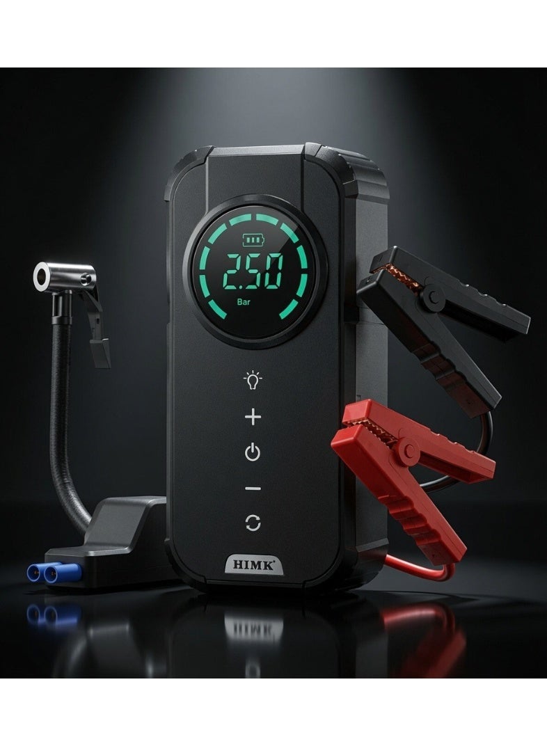 ELTRAZONE MK-326 Portable Digital Air Compressor Tire Inflator, 12000mAh Rechargeable Air Pump, 150 PSI Cordless Electric Tyre Pump with LCD Display, USB Type-C Fast Charging, LED Flashlight & Jump Starter for Car, Bike & Motorcycle - Image 2