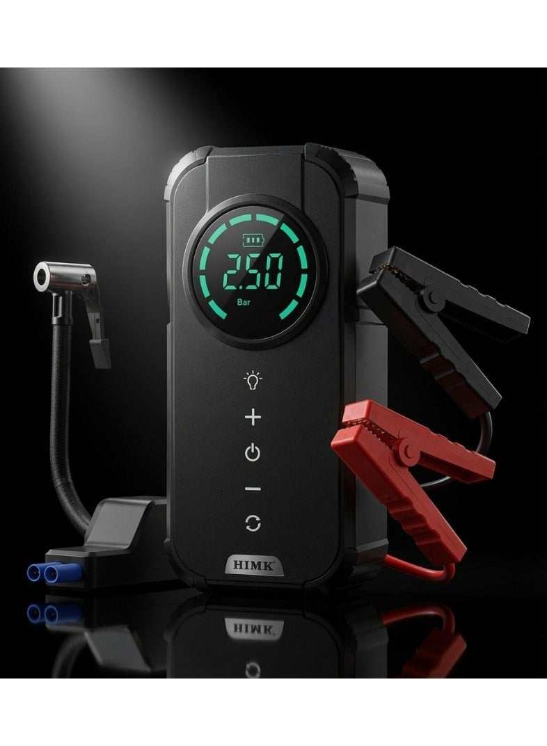 ELTRAZONE MK-326 Portable Digital Air Compressor Tire Inflator, 12000mAh Rechargeable Air Pump, 150 PSI Cordless Electric Tyre Pump with LCD Display, USB Type-C Fast Charging, LED Flashlight & Jump Starter for Car, Bike & Motorcycle - Image 3