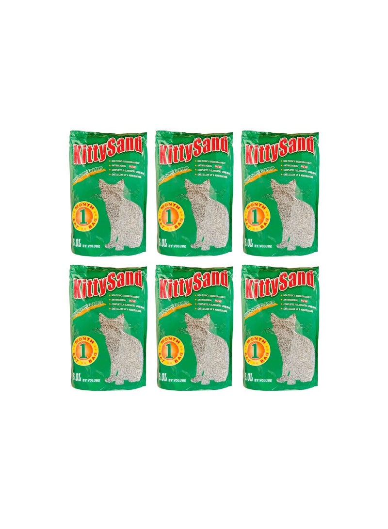 Kitty Sand 100% Recycled Paper Litter Pellets, Biodegradable, Odour Control, Dust Free, Non Clumping Litter Pellets for Cats, Rabbits and Hamsters - Pack of 6 - Image 1