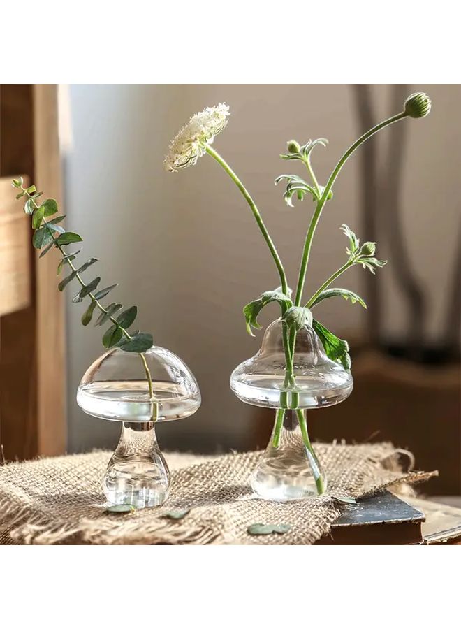 مزهرية زجاجية من الفطر المخطط ذات فم ضيق - حاوية نباتات للزينة لتزيين المنزل والمكتب - Image 2