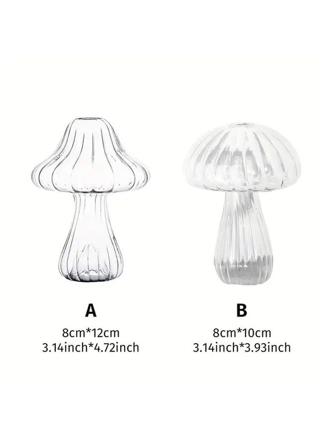 مزهرية زجاجية من الفطر المخطط ذات فم ضيق - حاوية نباتات للزينة لتزيين المنزل والمكتب - Image 5