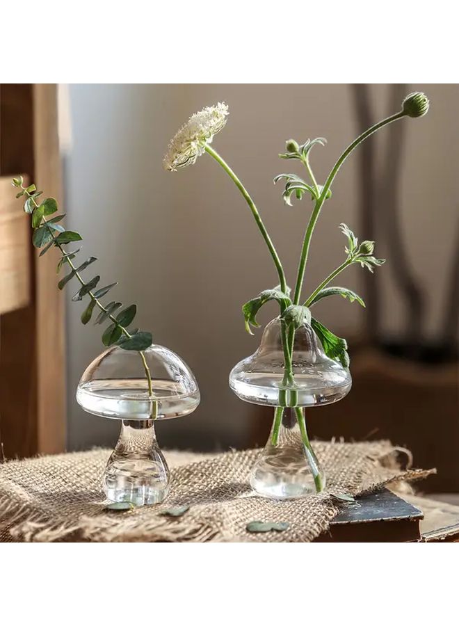 مزهرية زجاجية من الفطر المخطط ذات فم ضيق - حاوية نباتات للزينة لتزيين المنزل والمكتب - Image 3