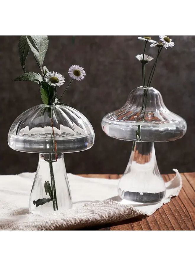 مزهرية زجاجية من الفطر المخطط ذات فم ضيق - حاوية نباتات للزينة لتزيين المنزل والمكتب - Image 4