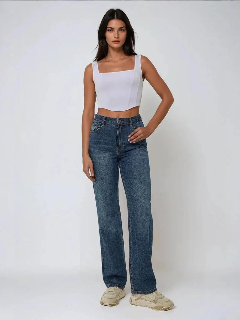 HICCUP Square Neck Fitted Crop Top