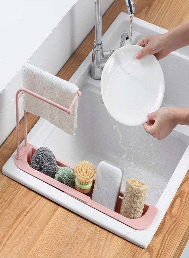 Axleton Kitchen Drainer Sink Tray for Sponge Soap Holder | Plastic Long Sink Shelf Expandable Kitchen Drying Basket Rack Brush/Soap Drainer Rack (1 Psc_Multicolor) - Image 2