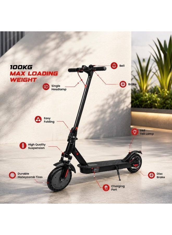 Crony Electric Scooter with Suspension & App Connectivity – 250W Motor, 36V 7.8Ah Battery, 10–25km Range, 25–45km/h Speed, 8.5-Inch Tires, Rear Disc Brake, LED Headlight, Foldable Aluminium Alloy Frame, 120kg Max Load, Electric Kick Scooter for Adults & Teens - Image 3