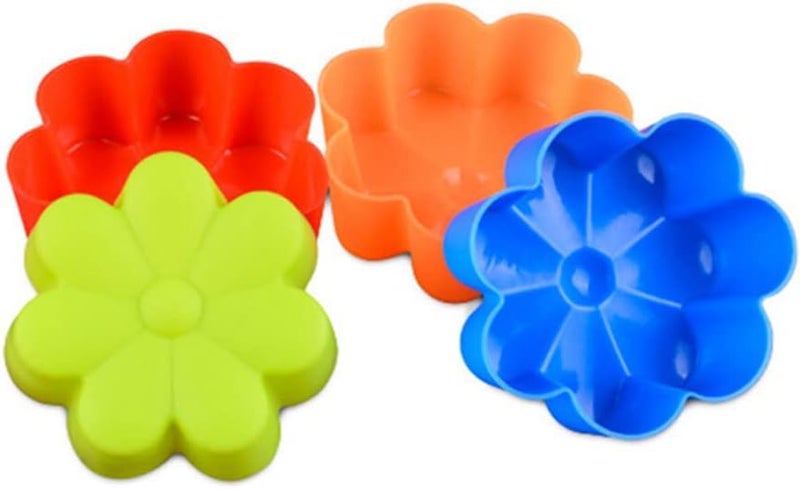Reusable Silicone Flower Muffin Cups 6 Pcs 6.7x6.7x2.5cm Non Stick Oven Microwave Safe - Image 1
