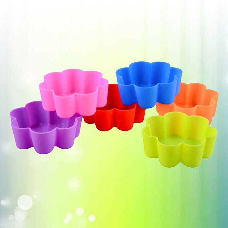 Reusable Silicone Flower Muffin Cups 6 Pcs 6.7x6.7x2.5cm Non Stick Oven Microwave Safe - Image 5