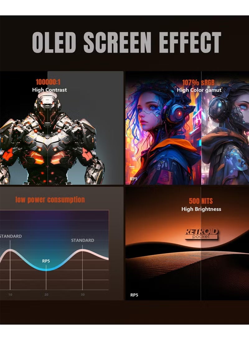 جيب الرجعية 5 وحدة الألعاب المحمولة الرجعية ، 8 + 128G ، 5.5 بوصة شاشة تعمل باللمس 1080p ألعاب Android المحمولة ، مع GPU Adreno 650 و WiFi 6 / BT5.1 ، معالج Snapdragon 865 ، Android 13 (16 بت) - Image 2