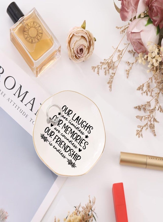 Yoqanr Friendship Gifts for Women Best Friend Jewelry Dish, Our Laughs are Limitless, Our Memories are Countless - Image 3