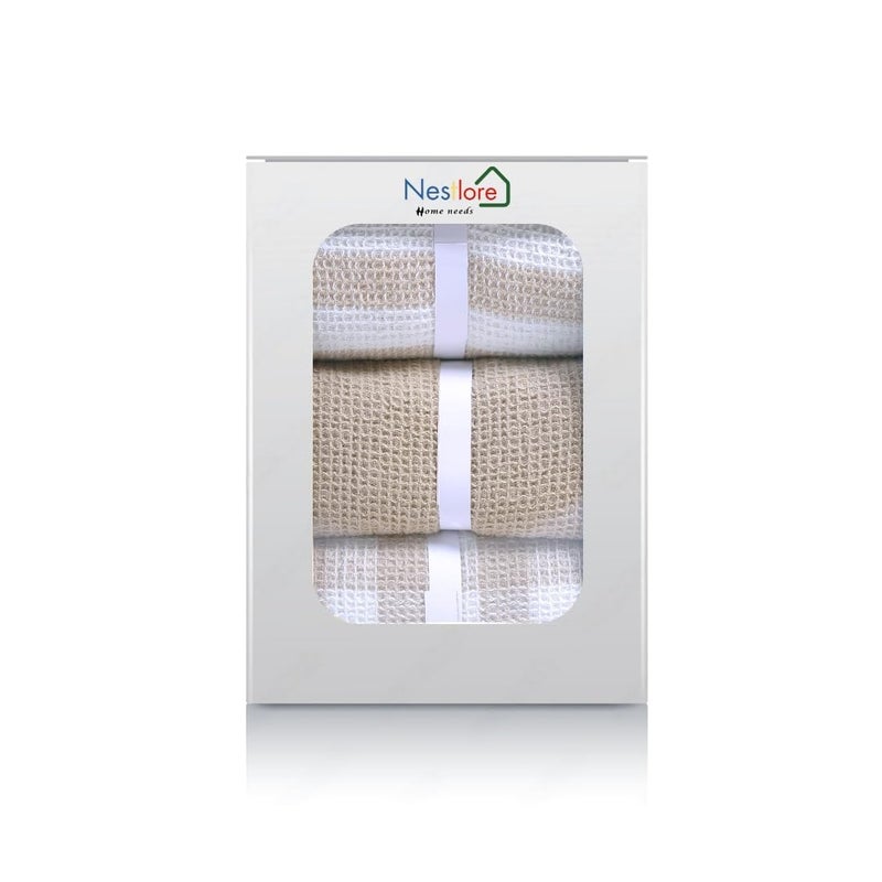 Nestlore Nestlore 6pcs Cotton Waffle Wet Dry Cleaning Napkin Kitchen Towels Soft Absorbent Hand Towel for Kitchen Cleaning Quick Drying of Plates MultiPurpose Towels 51X71 CMPack of 2 Sandal - Image 1