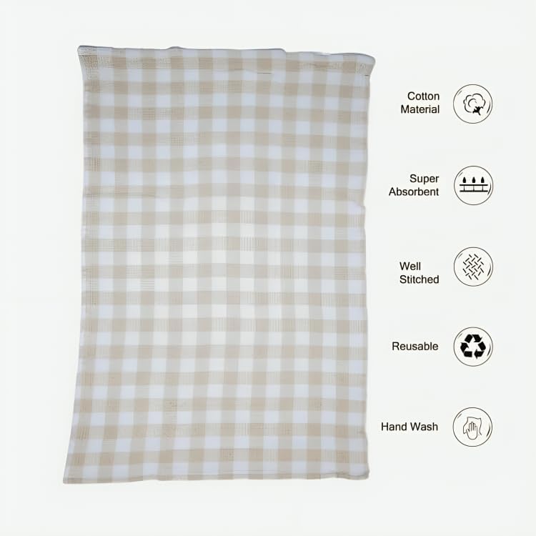 Nestlore Nestlore 6pcs Cotton Waffle Wet Dry Cleaning Napkin Kitchen Towels Soft Absorbent Hand Towel for Kitchen Cleaning Quick Drying of Plates MultiPurpose Towels 51X71 CMPack of 2 Sandal - Image 5