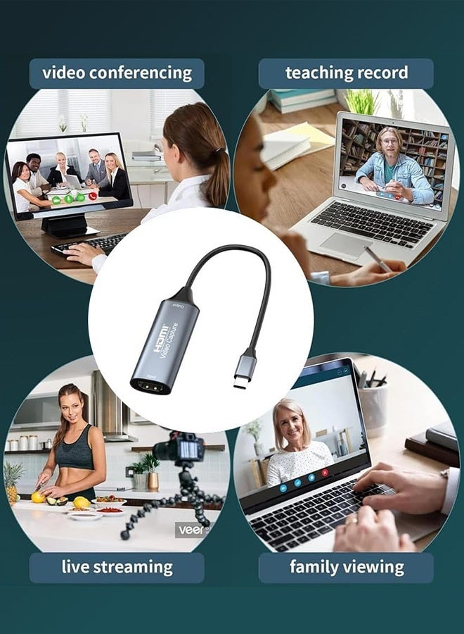 بشكل مختصر كرت التقاط الفيديو، 4K HDMI إلى USB-A/USB-C، آلة التقاط وتسجيل الفيديو والصوت عالية الدقة 1080P 60fps للمباريات والبث المباشر والمؤتمرات الفيديوية، متوافق مع Switch PS5 Xbox TV Stick iPadOS MacBook - Image 5