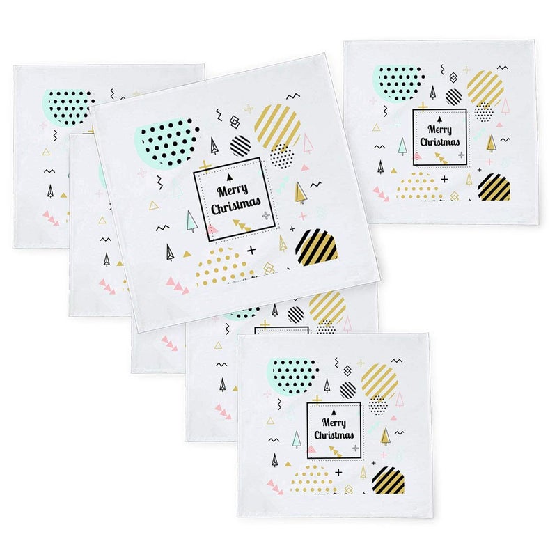 Khakee 6 Pcs Christmas Theme Tafta Silk Table Napkins 10x 10 for Xmas Decoration Christmas OrnamentsChristmas Gift npxmas127P - Image 1