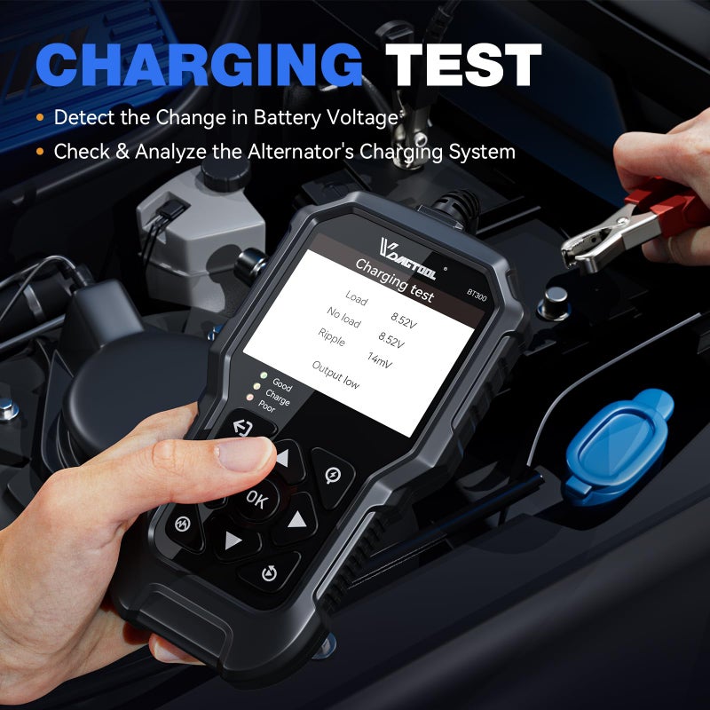 Vdiagtool Bt300 Car Battery Tester 6V 12V  5-3000 Cca Load Tester Starter Alternator Tester Automotive Charging Cranking System Tester For Motorcycle Car Truck Suv Atv Boat - Image 5