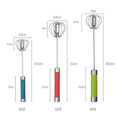 Fnoko Stainless Steel Semi-automatic Egg Whisk - 3PCS Hand Push Rotary Whisk Blender (3 Colors) - Image 5