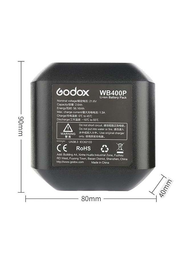 Godox - GODOX WB400P for AD400 Pro Battery Replacement, 2600mAh 21.6V Li-ion Battery Pack AD400Pro Flash Strobe Speedlite Speedlight - Image 1