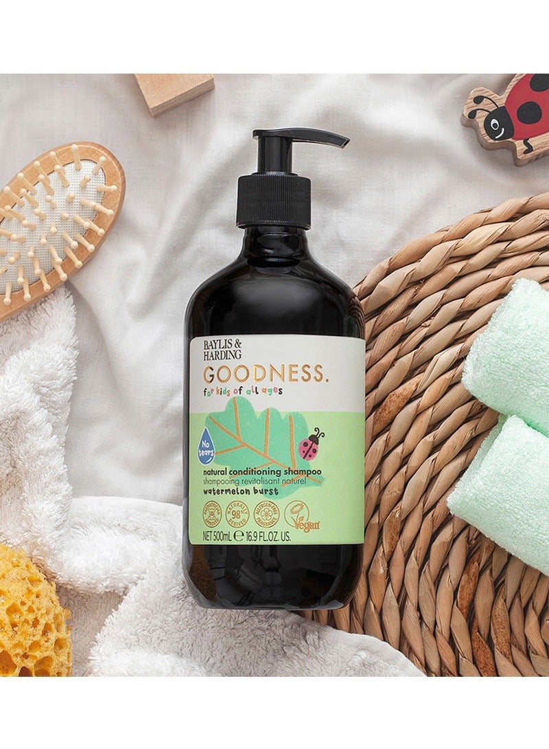 Baylis & Harding Goodness Kids Watermelon Burst Conditioning Shampoo, 500ml | Tear free- forumulated for new borns and older | 98% Natural | Allergen Free Fragrance | Vegan - Image 3