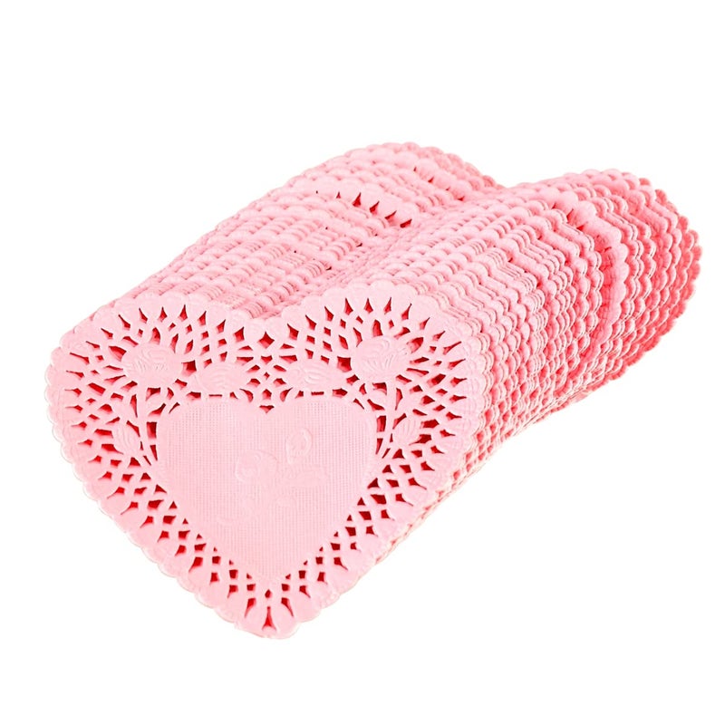 BinaryABC Valentine's Day Heart-Shaped Paper Doilies,Valentine Day Decorations,4"/100mm,100pcs(Assorted Colors) - Image 4