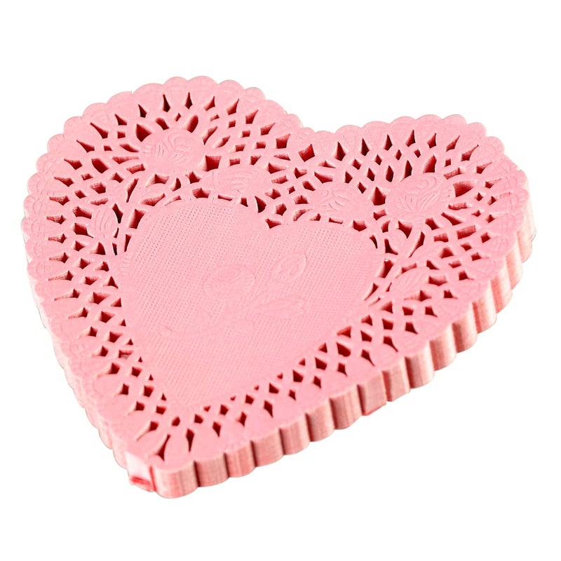 BinaryABC Valentine's Day Heart-Shaped Paper Doilies,Valentine Day Decorations,4"/100mm,100pcs(Assorted Colors) - Image 5