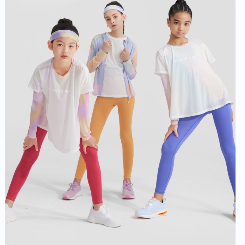 Summer Thin Sunscreen Ultraviolet Ice Silk Cool Feeling Small Breeze Girls Children'S Sports Fitness Yoga Pants Quick-Drying Breathable - Image 2