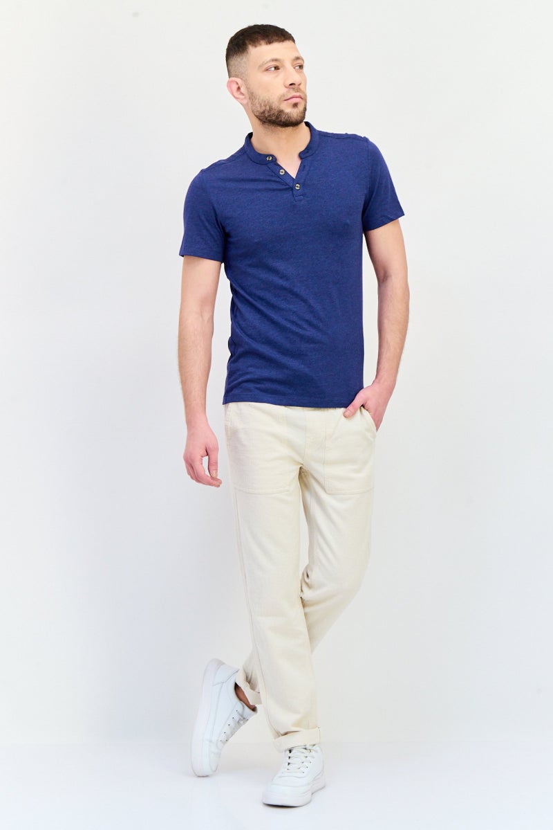 Celio Men Regular Fit Textured Straight Leg Pants, Off White - Image 4